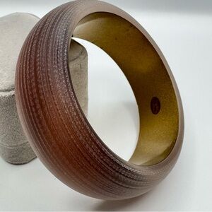 Crystal Avenue Moon Glow Lucite Bangle Bracelet Brown 8” Vintage Mod Statement